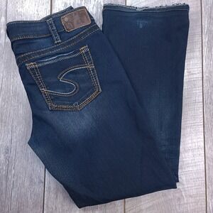 Silver Jeans Aiko Bootcut Womens 31x30 Dark Wash Frayed Hem Denim Jeans